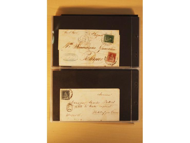  1855/1880, interessante Partie mit über 100 Briefen und Karten, dabei ein guter Teil Altitalien (Kirchenstaat, Parma und Tos