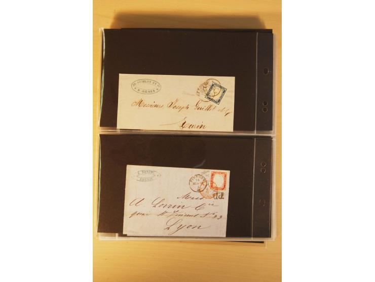  1855/1880, interessante Partie mit über 100 Briefen und Karten, dabei ein guter Teil Altitalien (Kirchenstaat, Parma und Tos