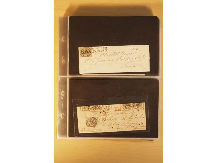  1855/1880, interessante Partie mit über 100 Briefen und Karten, dabei ein guter Teil Altitalien (Kirchenstaat, Parma und Tos