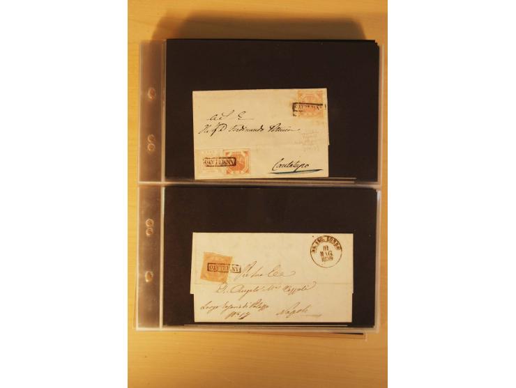  1855/1880, interessante Partie mit über 100 Briefen und Karten, dabei ein guter Teil Altitalien (Kirchenstaat, Parma und Tos