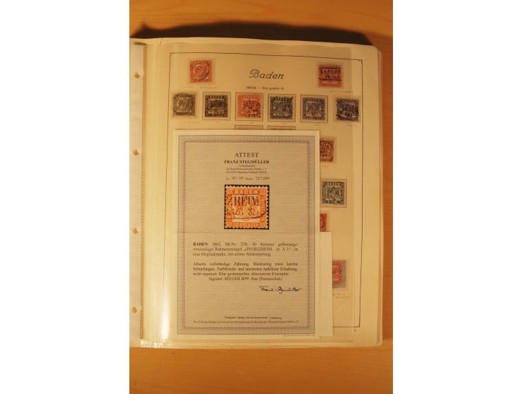 1849/1920, vorwiegend gestempelte umfangreiche Sammlung von Baden bis Württemberg, bis auf wenige Werte kpl., dabei zahlreich