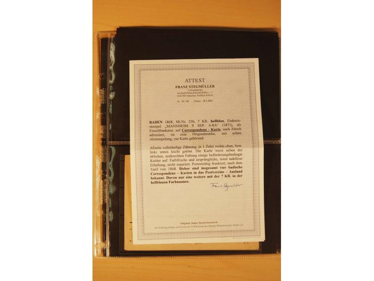 1850/68, hochwertiger kleiner Sammlungsbestand,dabei Mi.-Nr. 1a im 3er-Streifen vom Bogenrand, Nr. 17a und 23 als wertstufeng