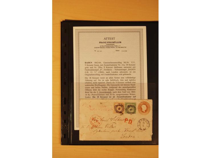 1850/68, hochwertiger kleiner Sammlungsbestand,dabei Mi.-Nr. 1a im 3er-Streifen vom Bogenrand, Nr. 17a und 23 als wertstufeng