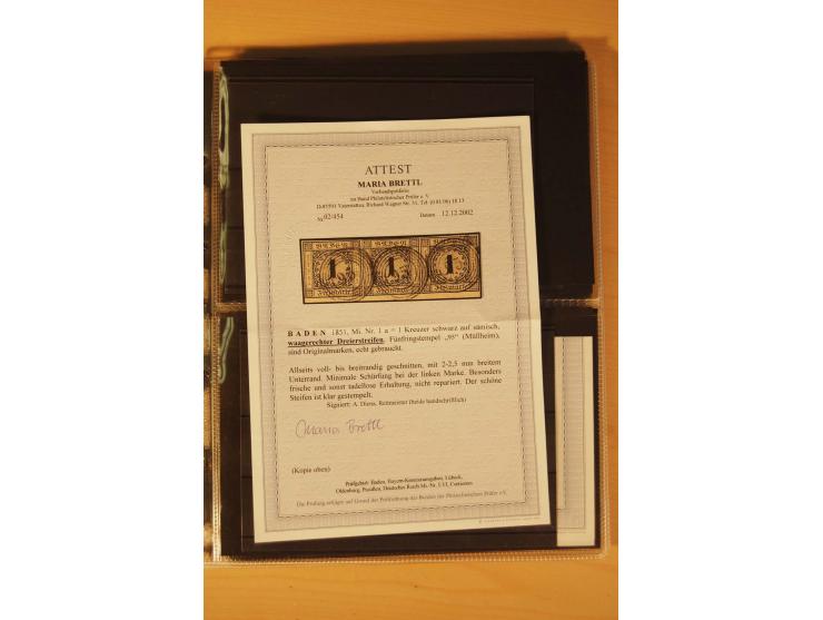 1850/68, hochwertiger kleiner Sammlungsbestand,dabei Mi.-Nr. 1a im 3er-Streifen vom Bogenrand, Nr. 17a und 23 als wertstufeng