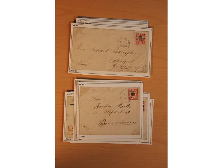 1867/79, ungebrauchte und gestempelte alte Partie mit 28 Briefen und Karten, dabei u.a. Mi.-Nr. 1I, Nr. 4 mit Hamburger Stadt