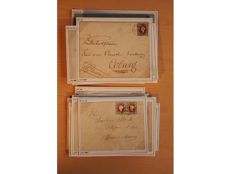 1867/79, ungebrauchte und gestempelte alte Partie mit 28 Briefen und Karten, dabei u.a. Mi.-Nr. 1I, Nr. 4 mit Hamburger Stadt