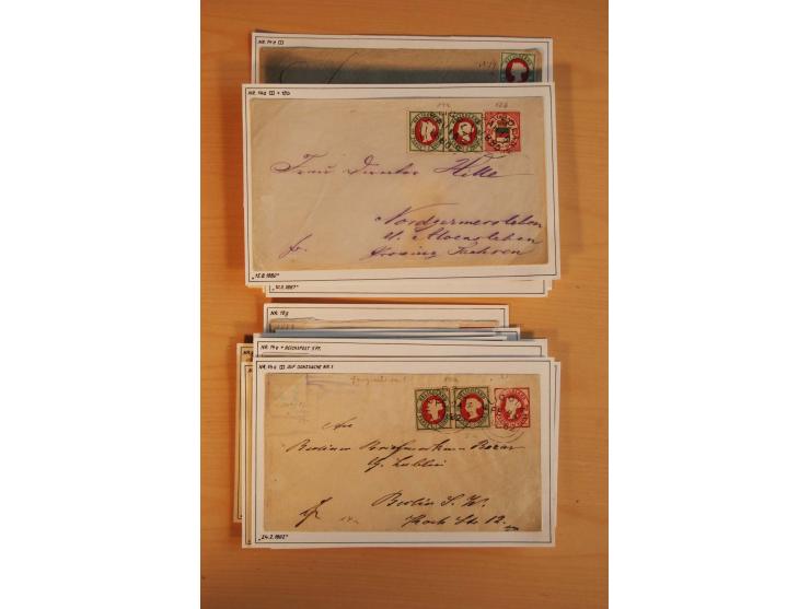 1867/79, ungebrauchte und gestempelte alte Partie mit 28 Briefen und Karten, dabei u.a. Mi.-Nr. 1I, Nr. 4 mit Hamburger Stadt