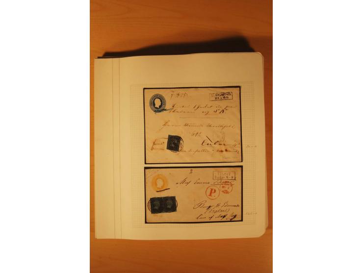 1850/67, zweibändige alte gestempelte Sammlung, dabei rd. 140 Briefe und gebrauchte Ganzsachen sowie eine Vielzahl von losen 