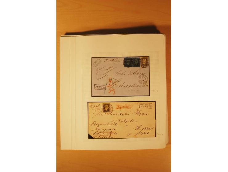 1850/67, zweibändige alte gestempelte Sammlung, dabei rd. 140 Briefe und gebrauchte Ganzsachen sowie eine Vielzahl von losen 
