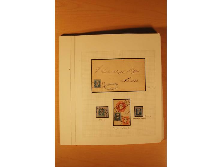 1850/67, zweibändige alte gestempelte Sammlung, dabei rd. 140 Briefe und gebrauchte Ganzsachen sowie eine Vielzahl von losen 