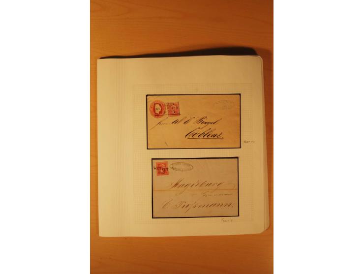 1850/67, zweibändige alte gestempelte Sammlung, dabei rd. 140 Briefe und gebrauchte Ganzsachen sowie eine Vielzahl von losen 
