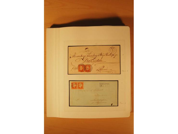 1850/67, zweibändige alte gestempelte Sammlung, dabei rd. 140 Briefe und gebrauchte Ganzsachen sowie eine Vielzahl von losen 