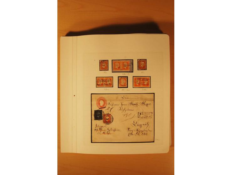 1850/67, zweibändige alte gestempelte Sammlung, dabei rd. 140 Briefe und gebrauchte Ganzsachen sowie eine Vielzahl von losen 