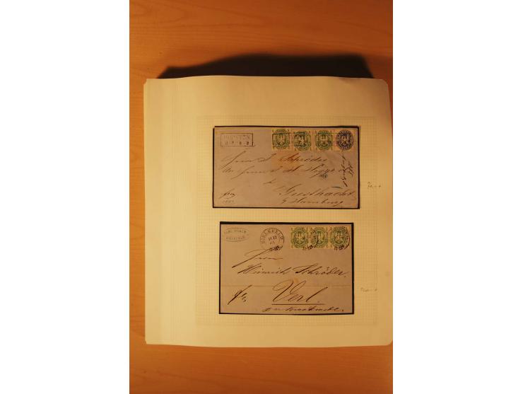 1850/67, zweibändige alte gestempelte Sammlung, dabei rd. 140 Briefe und gebrauchte Ganzsachen sowie eine Vielzahl von losen 