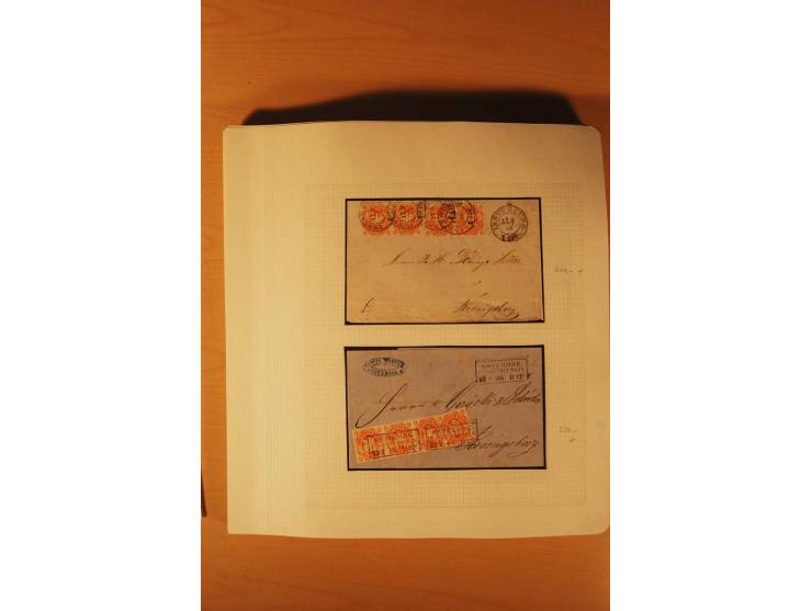 1850/67, zweibändige alte gestempelte Sammlung, dabei rd. 140 Briefe und gebrauchte Ganzsachen sowie eine Vielzahl von losen 