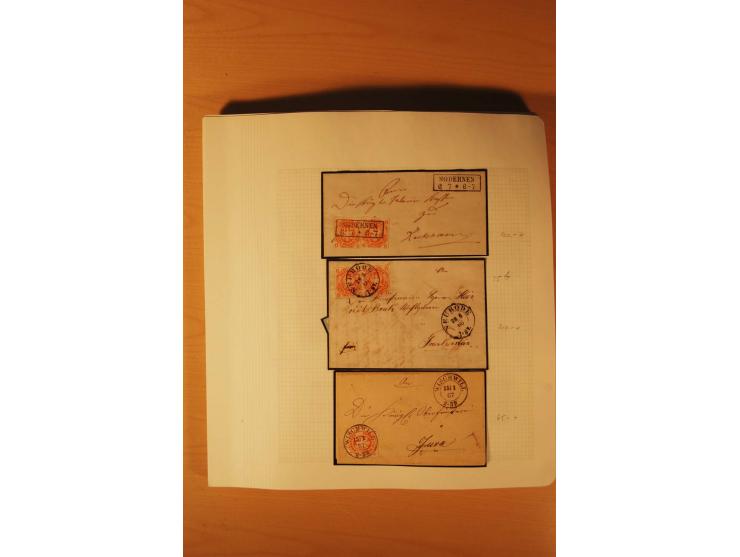 1850/67, zweibändige alte gestempelte Sammlung, dabei rd. 140 Briefe und gebrauchte Ganzsachen sowie eine Vielzahl von losen 