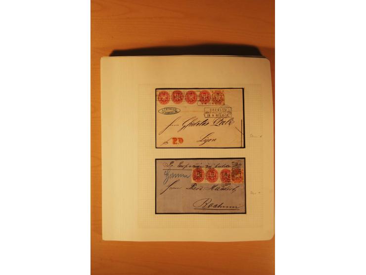 1850/67, zweibändige alte gestempelte Sammlung, dabei rd. 140 Briefe und gebrauchte Ganzsachen sowie eine Vielzahl von losen 
