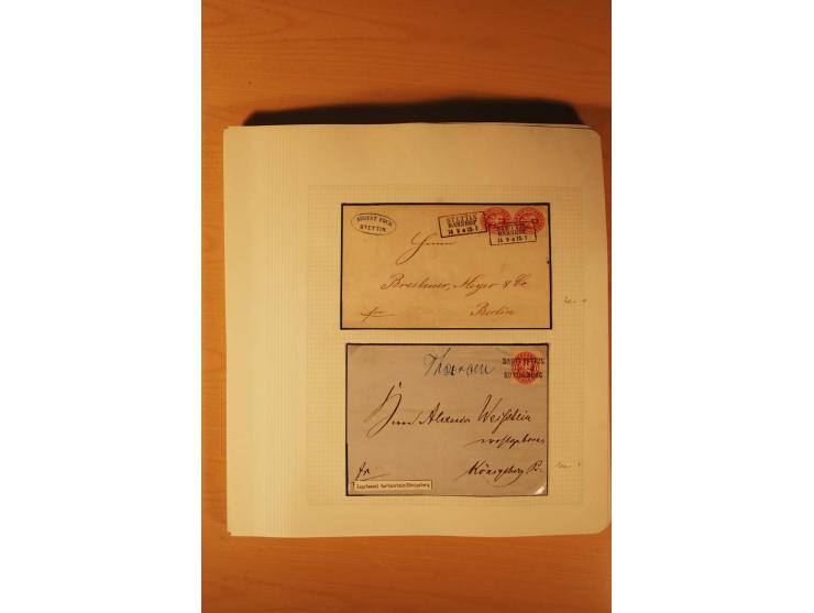 1850/67, zweibändige alte gestempelte Sammlung, dabei rd. 140 Briefe und gebrauchte Ganzsachen sowie eine Vielzahl von losen 