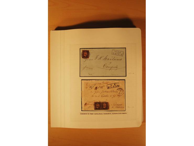 1850/67, zweibändige alte gestempelte Sammlung, dabei rd. 140 Briefe und gebrauchte Ganzsachen sowie eine Vielzahl von losen 