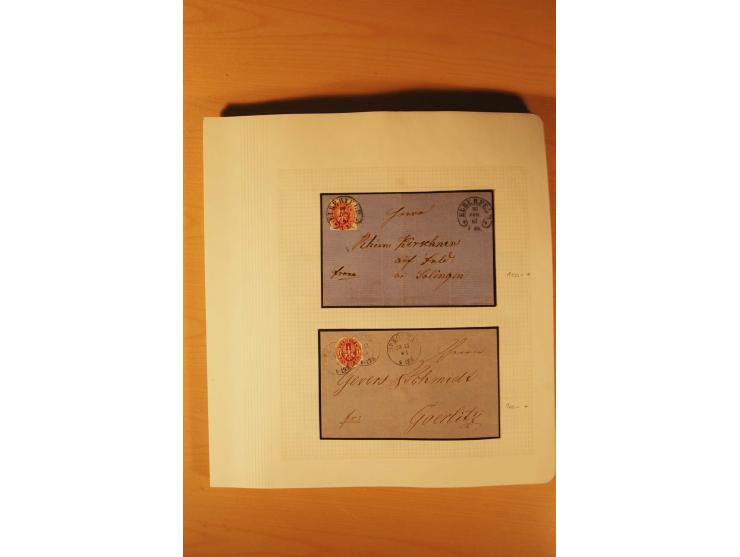 1850/67, zweibändige alte gestempelte Sammlung, dabei rd. 140 Briefe und gebrauchte Ganzsachen sowie eine Vielzahl von losen 