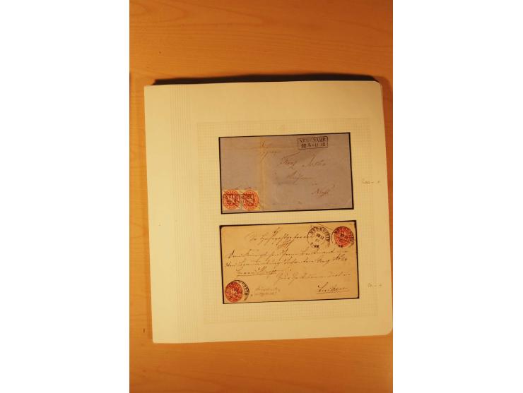 1850/67, zweibändige alte gestempelte Sammlung, dabei rd. 140 Briefe und gebrauchte Ganzsachen sowie eine Vielzahl von losen 