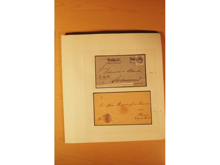 1850/67, zweibändige alte gestempelte Sammlung, dabei rd. 140 Briefe und gebrauchte Ganzsachen sowie eine Vielzahl von losen 