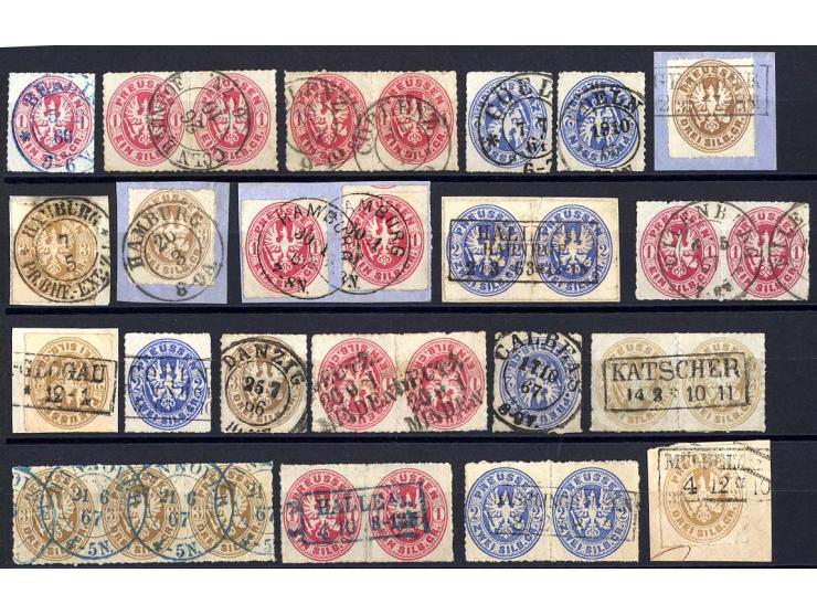 1850/67, meist saubere Entwertungen auf losen Marken und schönen Briefstücken, 4 Steckkarten mit u.a. Nummernstempeln, viele 