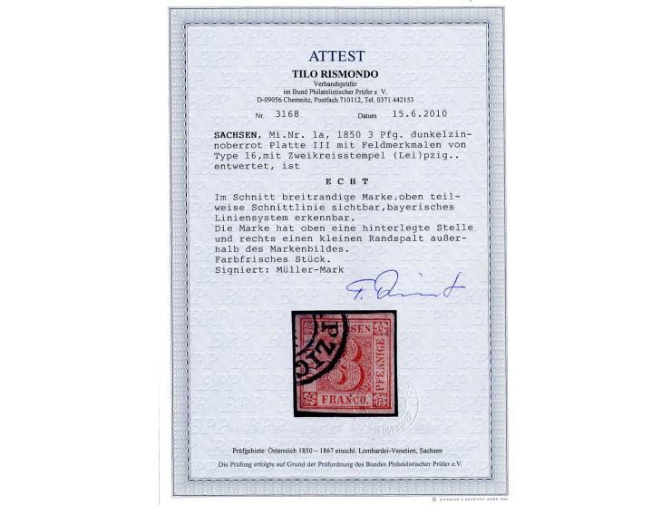 1850/67, gestempelte Sammlung mit u.a. Mi.-Nr. 1a (kleine Mängel), 2Ia (2), 2Id, 2IId, 12 (7), 13 (3), 18aa, 19d (2), 19f etc