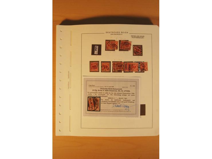 1889/1900 Krone/Adler: Große Forschungs- und Spezialsammlung der Plattenfehler und Fehler nach "Collegium Philatelicum", saub