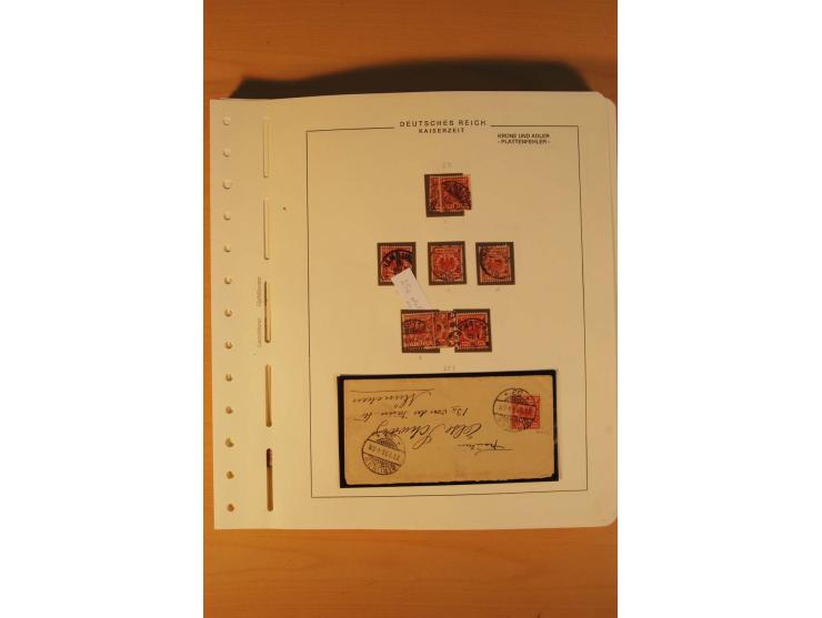 1889/1900 Krone/Adler: Große Forschungs- und Spezialsammlung der Plattenfehler und Fehler nach "Collegium Philatelicum", saub