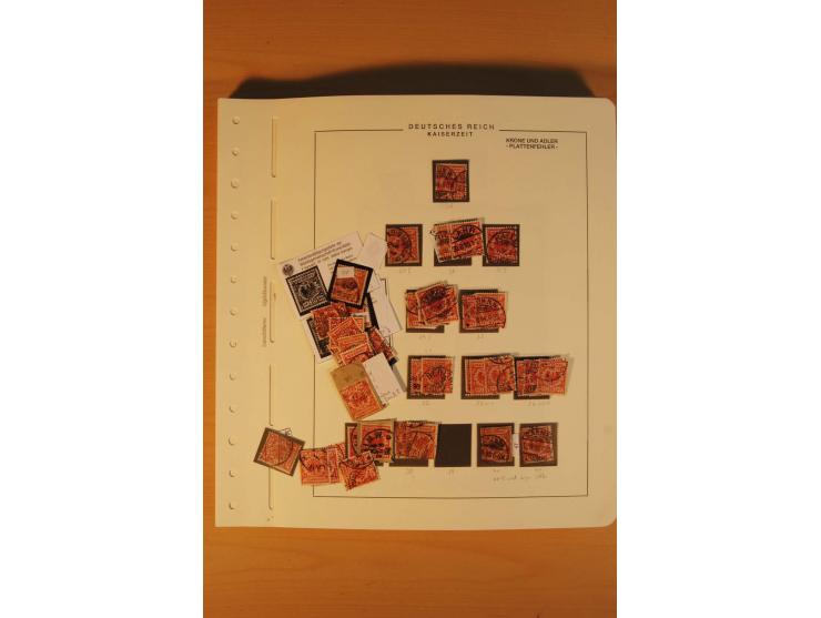 1889/1900 Krone/Adler: Große Forschungs- und Spezialsammlung der Plattenfehler und Fehler nach "Collegium Philatelicum", saub