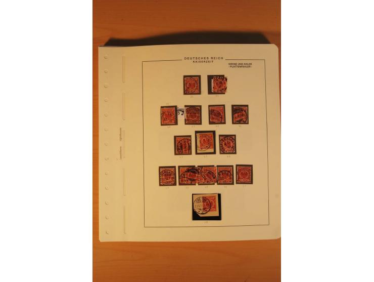 1889/1900 Krone/Adler: Große Forschungs- und Spezialsammlung der Plattenfehler und Fehler nach "Collegium Philatelicum", saub