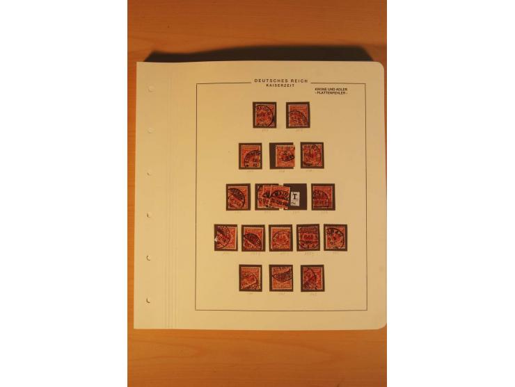 1889/1900 Krone/Adler: Große Forschungs- und Spezialsammlung der Plattenfehler und Fehler nach "Collegium Philatelicum", saub