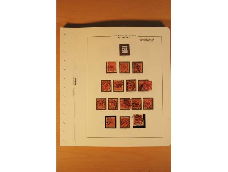 1889/1900 Krone/Adler: Große Forschungs- und Spezialsammlung der Plattenfehler und Fehler nach "Collegium Philatelicum", saub