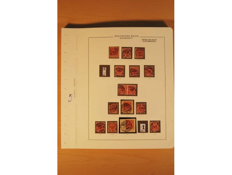 1889/1900 Krone/Adler: Große Forschungs- und Spezialsammlung der Plattenfehler und Fehler nach "Collegium Philatelicum", saub
