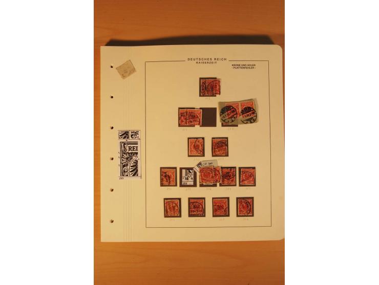 1889/1900 Krone/Adler: Große Forschungs- und Spezialsammlung der Plattenfehler und Fehler nach "Collegium Philatelicum", saub