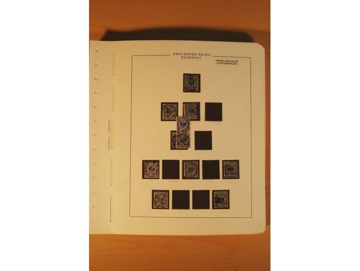 1889/1900 Krone/Adler: Große Forschungs- und Spezialsammlung der Plattenfehler und Fehler nach "Collegium Philatelicum", saub