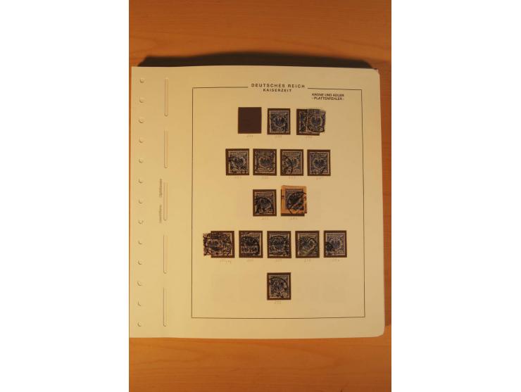 1889/1900 Krone/Adler: Große Forschungs- und Spezialsammlung der Plattenfehler und Fehler nach "Collegium Philatelicum", saub