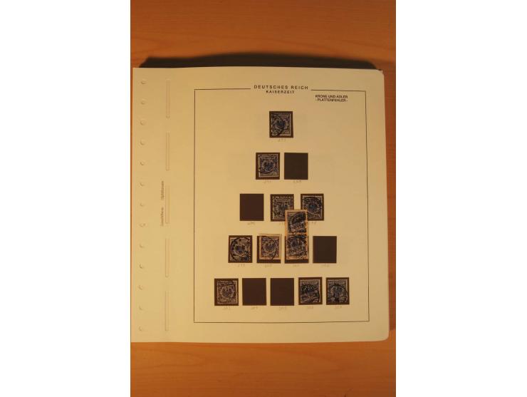 1889/1900 Krone/Adler: Große Forschungs- und Spezialsammlung der Plattenfehler und Fehler nach "Collegium Philatelicum", saub