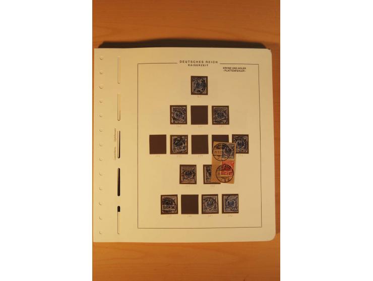 1889/1900 Krone/Adler: Große Forschungs- und Spezialsammlung der Plattenfehler und Fehler nach "Collegium Philatelicum", saub