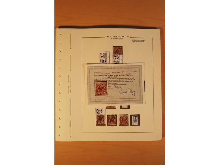 1889/1900 Krone/Adler: Große Forschungs- und Spezialsammlung der Plattenfehler und Fehler nach "Collegium Philatelicum", saub