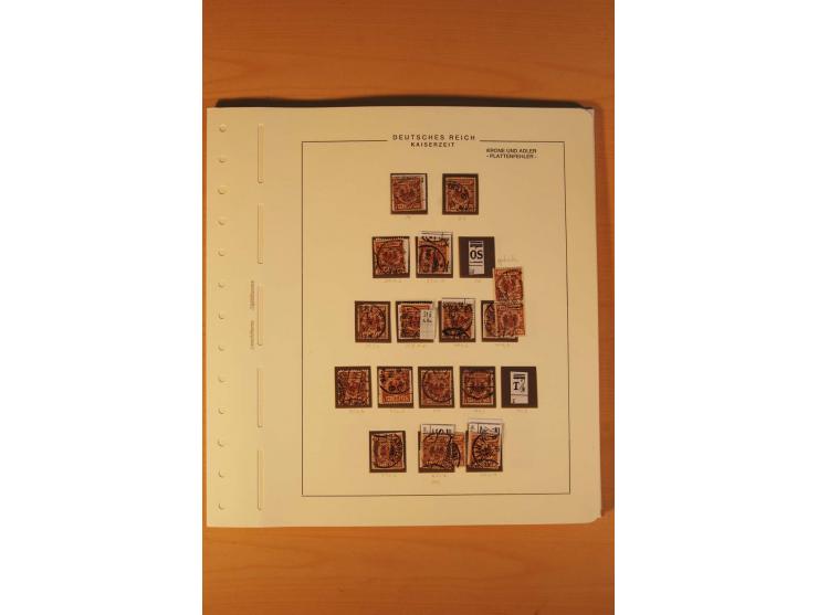 1889/1900 Krone/Adler: Große Forschungs- und Spezialsammlung der Plattenfehler und Fehler nach "Collegium Philatelicum", saub