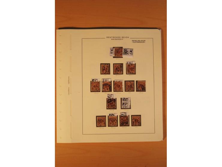 1889/1900 Krone/Adler: Große Forschungs- und Spezialsammlung der Plattenfehler und Fehler nach "Collegium Philatelicum", saub