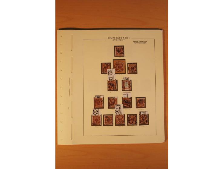 1889/1900 Krone/Adler: Große Forschungs- und Spezialsammlung der Plattenfehler und Fehler nach "Collegium Philatelicum", saub