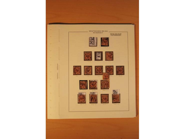 1889/1900 Krone/Adler: Große Forschungs- und Spezialsammlung der Plattenfehler und Fehler nach "Collegium Philatelicum", saub