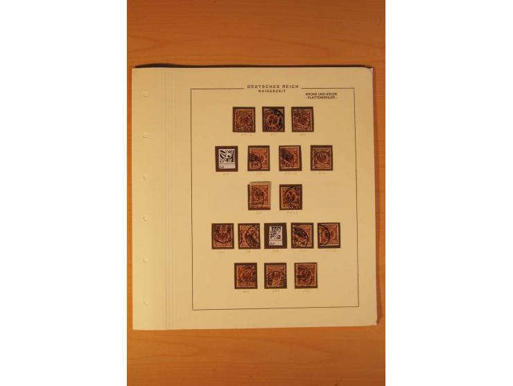 1889/1900 Krone/Adler: Große Forschungs- und Spezialsammlung der Plattenfehler und Fehler nach "Collegium Philatelicum", saub