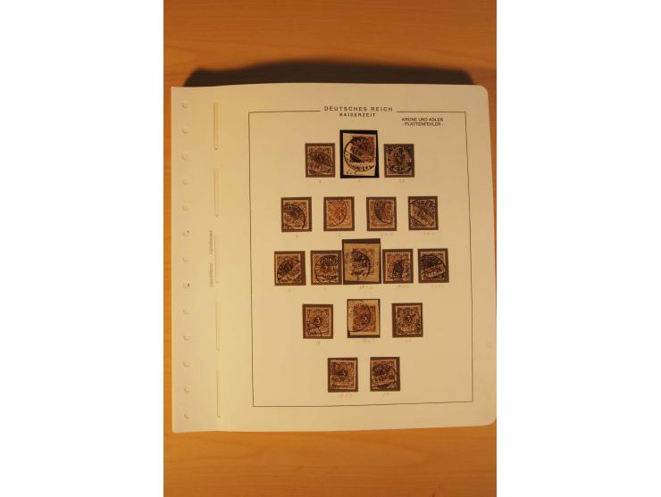 1889/1900 Krone/Adler: Große Forschungs- und Spezialsammlung der Plattenfehler und Fehler nach "Collegium Philatelicum", saub