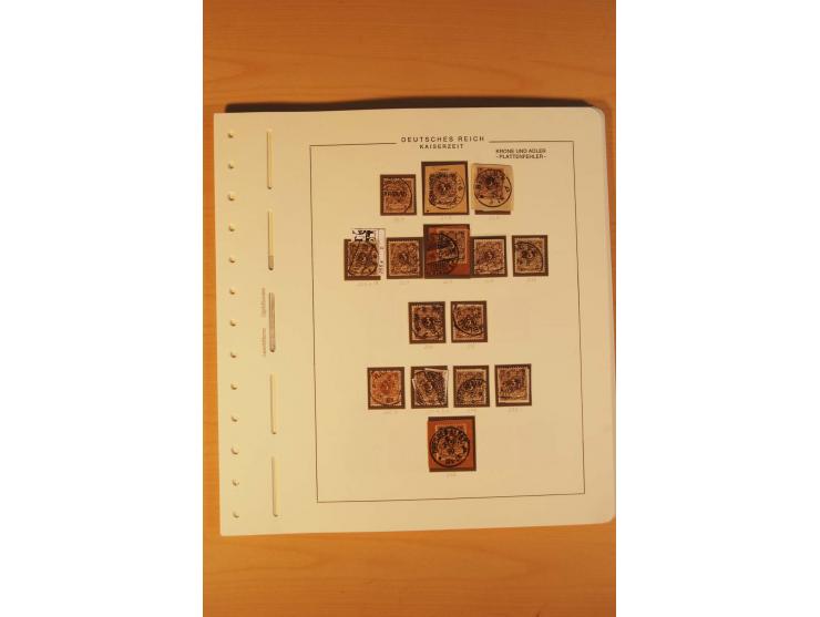 1889/1900 Krone/Adler: Große Forschungs- und Spezialsammlung der Plattenfehler und Fehler nach "Collegium Philatelicum", saub