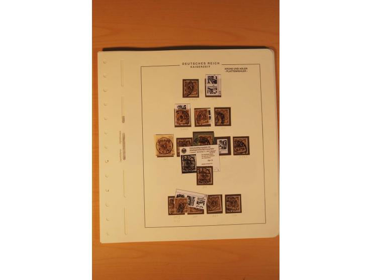 1889/1900 Krone/Adler: Große Forschungs- und Spezialsammlung der Plattenfehler und Fehler nach "Collegium Philatelicum", saub