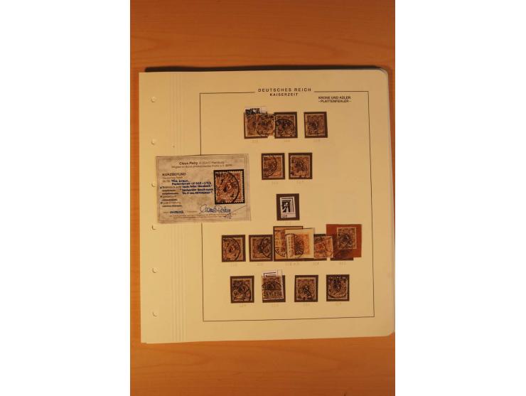 1889/1900 Krone/Adler: Große Forschungs- und Spezialsammlung der Plattenfehler und Fehler nach "Collegium Philatelicum", saub